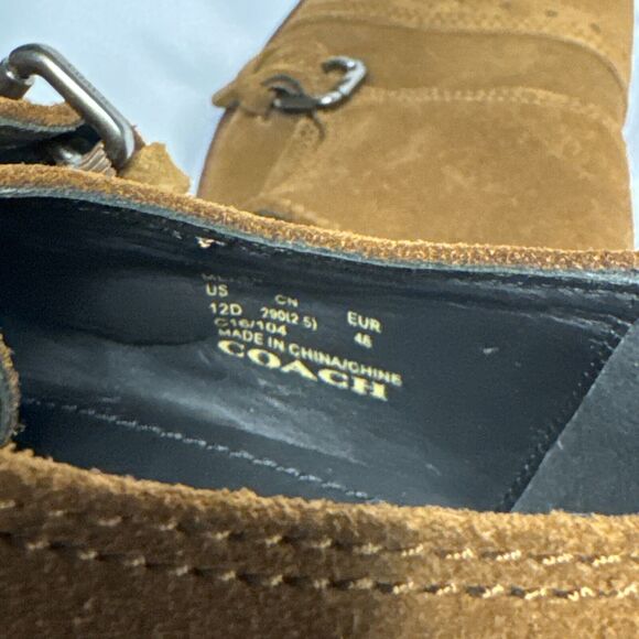 NWOB COACH MEN'S BLEECKER DOUBLE MONK BROWN SUEDE SHOES US SIZE 12D BoxC - Picture 8 of 8